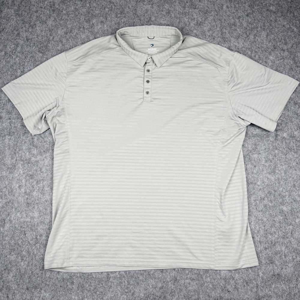 Kuhl AirKuhl Mens Polo Shirt 3XL Light Gray Stretch Hiking Short Sleeve 7344